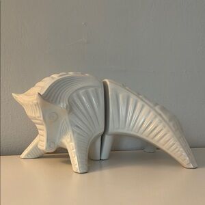 Jonathan Adler White Ceramic Bull Bookends